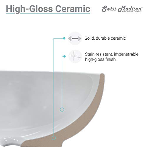Swiss Madison Voltaire 19.5 x 10 Rectangular Ceramic Wall Hung Sink with Left Side Faucet Mount - Image 5