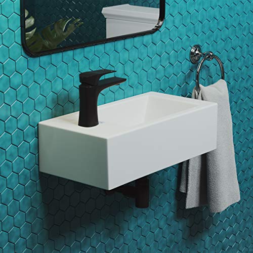 Swiss Madison Voltaire 19.5 x 10 Rectangular Ceramic Wall Hung Sink with Left Side Faucet Mount - Image 1
