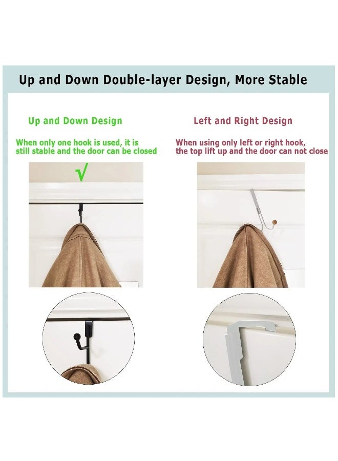 The Door Hooks Hanger, Suitable for 1.5-1.85" Thick Doors, Sturdy Metal Double Hook Hanger for Hanging Coats, Hats, Robes, Towels, Black 4 Pack - Image 5