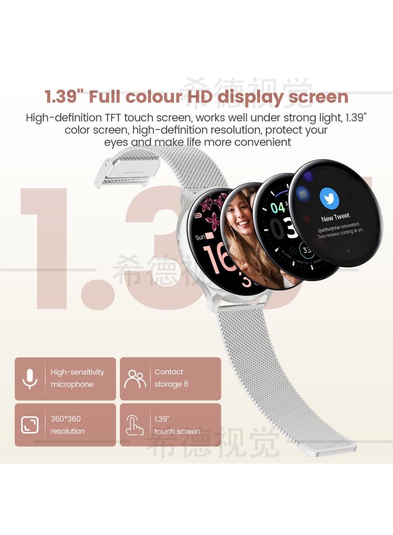 Arabest Smart Watch for Women, 1.39" Fitness Watch with HR/BP/SpO2 Monitor, Female Cycle Tracking, IP67 Waterproof, 113 Sport Modes for Android & iPhone (Silver) - Image 4