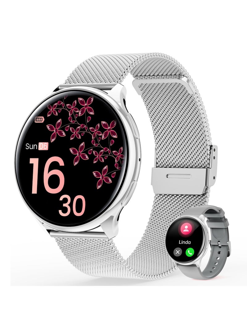 Arabest Smart Watch for Women, 1.39" Fitness Watch with HR/BP/SpO2 Monitor, Female Cycle Tracking, IP67 Waterproof, 113 Sport Modes for Android & iPhone (Silver) - Image 1