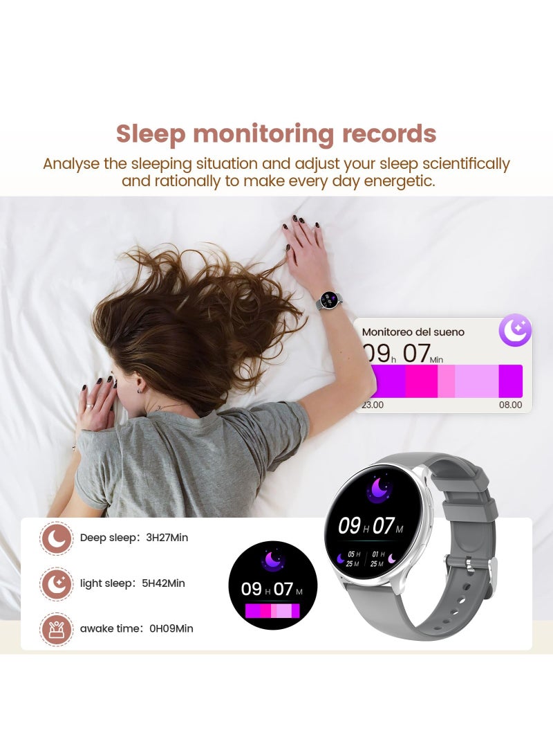 Arabest Smart Watch for Women, 1.39" Fitness Watch with HR/BP/SpO2 Monitor, Female Cycle Tracking, IP67 Waterproof, 113 Sport Modes for Android & iPhone (Silver) - Image 5