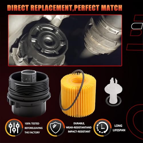 Dtomi 1.8L Engine Oil Filter Cap Assembly Compatible With Toyota Lexus Scion Vehicle Corolla 2009-2016, Matrix 2009-2014, Prius 2010-2017, Prius V 12-18,xD, CT200h Replace# 15620-37010, 917-039, 04152-37010 - Image 5