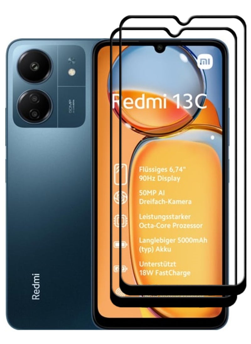 ACLIX 2 Pieces Antistatic ESD Dustproof Premium Quality High Definition Tempered Glass Screen Protector Designed For Xiaomi Redmi 13C - Image 1