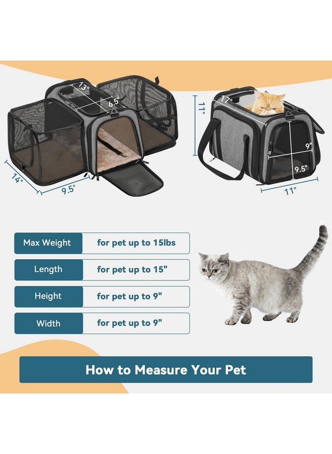 بتس فيت حامل الحيوانات الأليفة القابل للتمدد من Petsfit مقاس 17 بوصة × 11 بوصة × 11 بوصة، معتمد من شركات الطيران للسفر، أقصى وزن للحيوان الأليف 15 رطلاً، للقطط والجراء، لون رمادي - Image 4