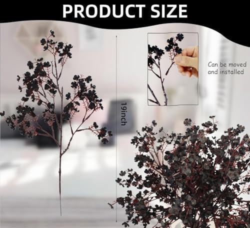 DoubleWood Artificial Black Flowers, 10 Pcs Fake Baby's Breath, Black Gypsophila Faux Flowers for Halloween Home Decor, Gothic Decor, Floral Arrangement, Table Centerpieces (10, Black) - Image 2