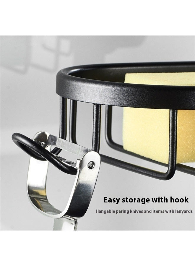 Clip-on Stainless Steel  Adjustable Shower Rail Slide Plates Smooth Bathroom Kitchen Holder BLACK  - Image 5