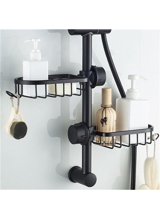 Clip-on Stainless Steel  Adjustable Shower Rail Slide Plates Smooth Bathroom Kitchen Holder BLACK  - Image 4