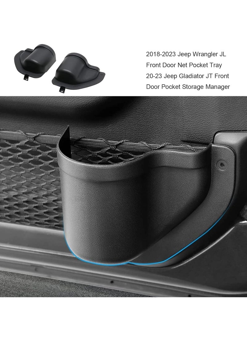 Captaintech Door Side Insert Organizer Box, Pockets Storage Front Net Tray Interior Accessories Compatible with 2018-2023 Jeep Wrangler JL JLU& 2020 2021 2022 2023 Gladiator JT  - Image 5