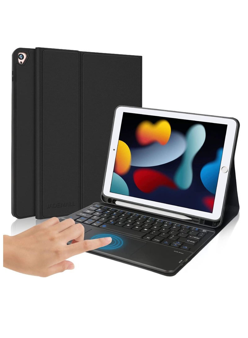 iPad 9th Generation Case with Touchpad Keyboard Fits iPad 10.2 8th Gen 7th Gen Air 3 Pro 10.5 Bluetooth Keyboard with Smart Cover Black - Image 2