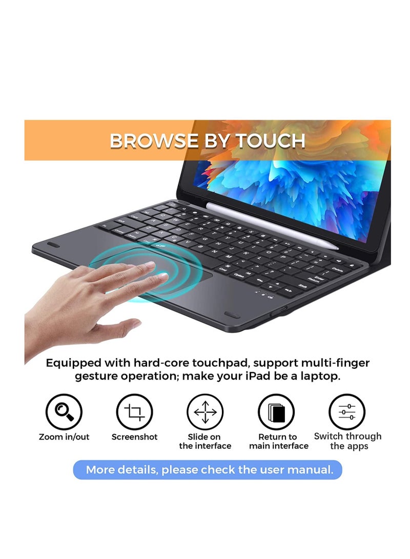 iPad 9th Generation Case with Touchpad Keyboard Fits iPad 10.2 8th Gen 7th Gen Air 3 Pro 10.5 Bluetooth Keyboard with Smart Cover Black - Image 4