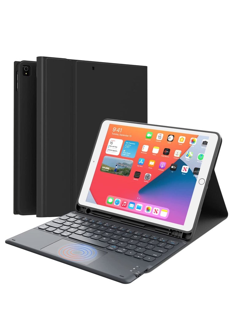 iPad 9th Generation Case with Touchpad Keyboard Fits iPad 10.2 8th Gen 7th Gen Air 3 Pro 10.5 Bluetooth Keyboard with Smart Cover Black - Image 1
