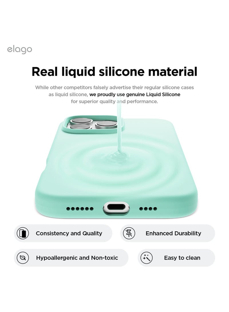 Elago Liquid Silicone for iPhone 16 Pro MAX Case Cover Full Body Protection, Shockproof, Slim, Anti-Scratch Soft Microfiber Lining - Aqua Sky - Image 3