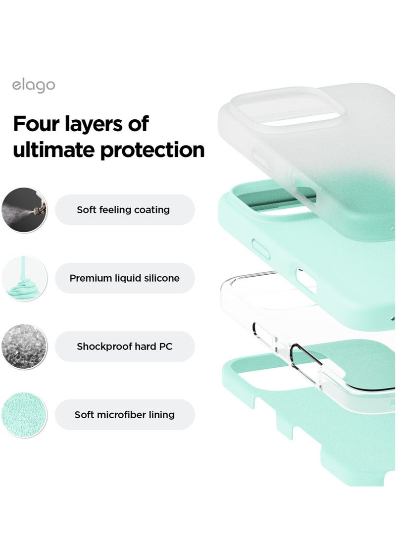 Elago Liquid Silicone for iPhone 16 Pro MAX Case Cover Full Body Protection, Shockproof, Slim, Anti-Scratch Soft Microfiber Lining - Aqua Sky - Image 4
