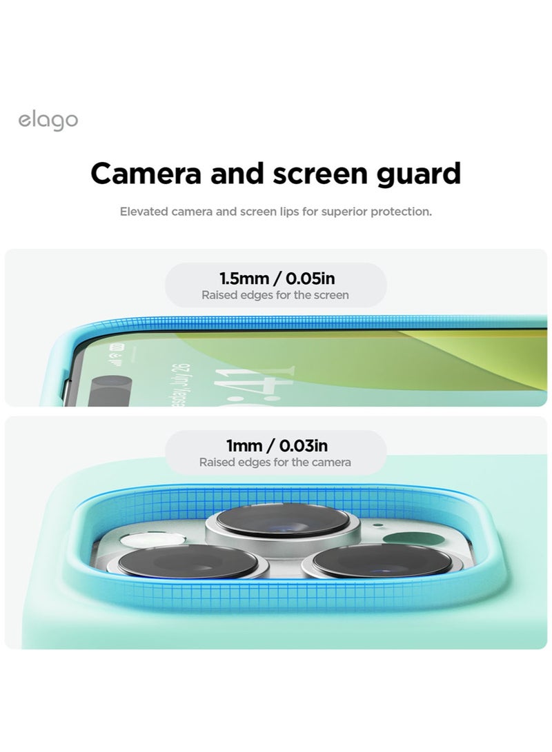 Elago Liquid Silicone for iPhone 16 Pro MAX Case Cover Full Body Protection, Shockproof, Slim, Anti-Scratch Soft Microfiber Lining - Aqua Sky - Image 5