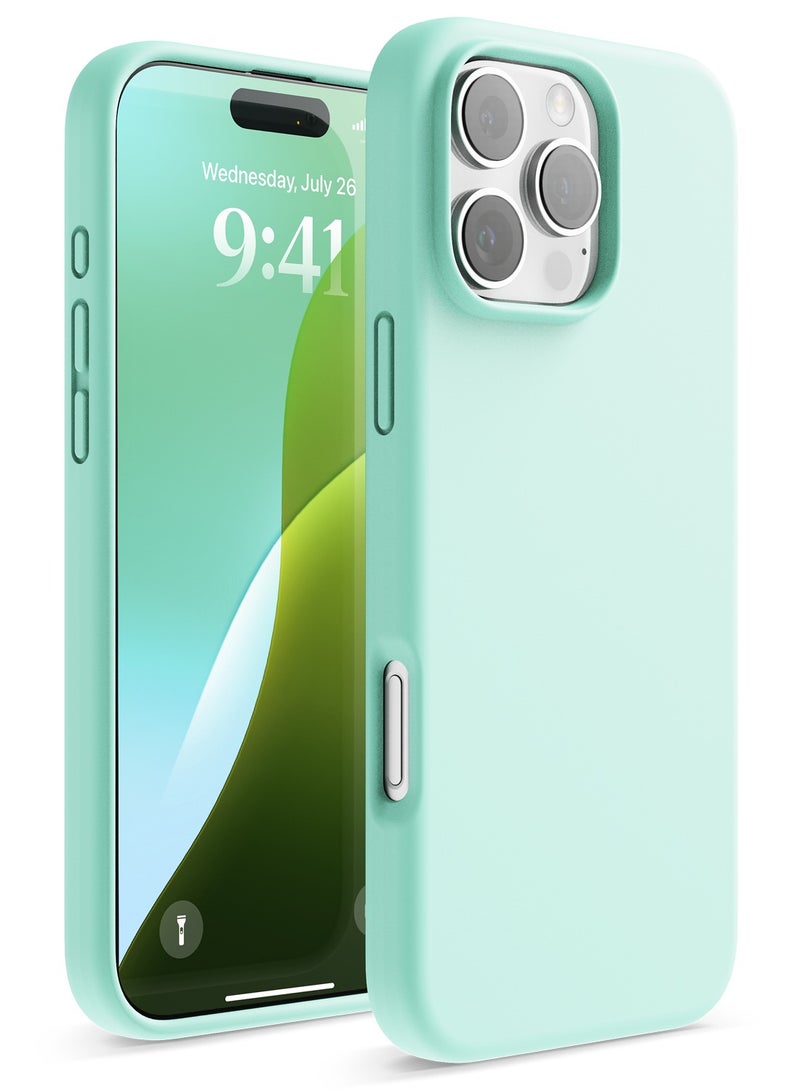 Elago Liquid Silicone for iPhone 16 Pro MAX Case Cover Full Body Protection, Shockproof, Slim, Anti-Scratch Soft Microfiber Lining - Aqua Sky - Image 1