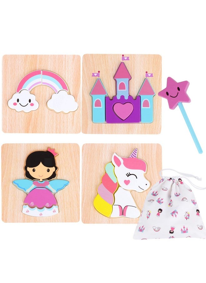 Asher and Olivia Princess Jigsaw Puzzle And Wand Set - Storage Bag Included - Rainbow, Unicorn And Castle Set - Puzzle For Toddlers 1-3  - Image 1