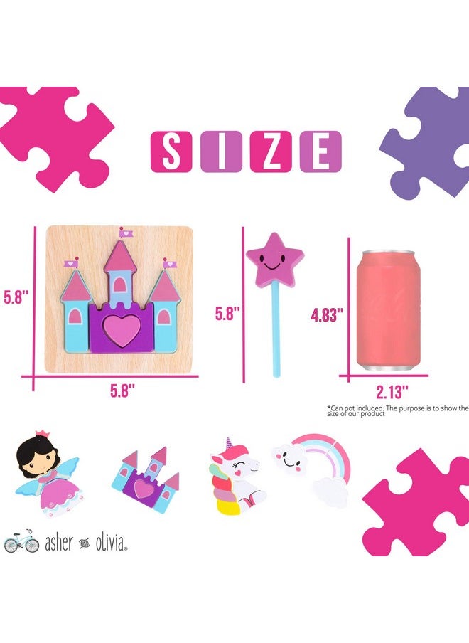 Asher and Olivia Princess Jigsaw Puzzle And Wand Set - Storage Bag Included - Rainbow, Unicorn And Castle Set - Puzzle For Toddlers 1-3  - Image 3