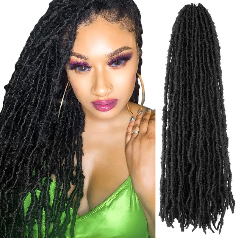 BOHOBABE The BOHOBABE 24 Inch Light Weight Butterfly Locs Crochet Hair 6 Packs Long Black Distressed Butterfly Faux Locs Crochet Hair 1B