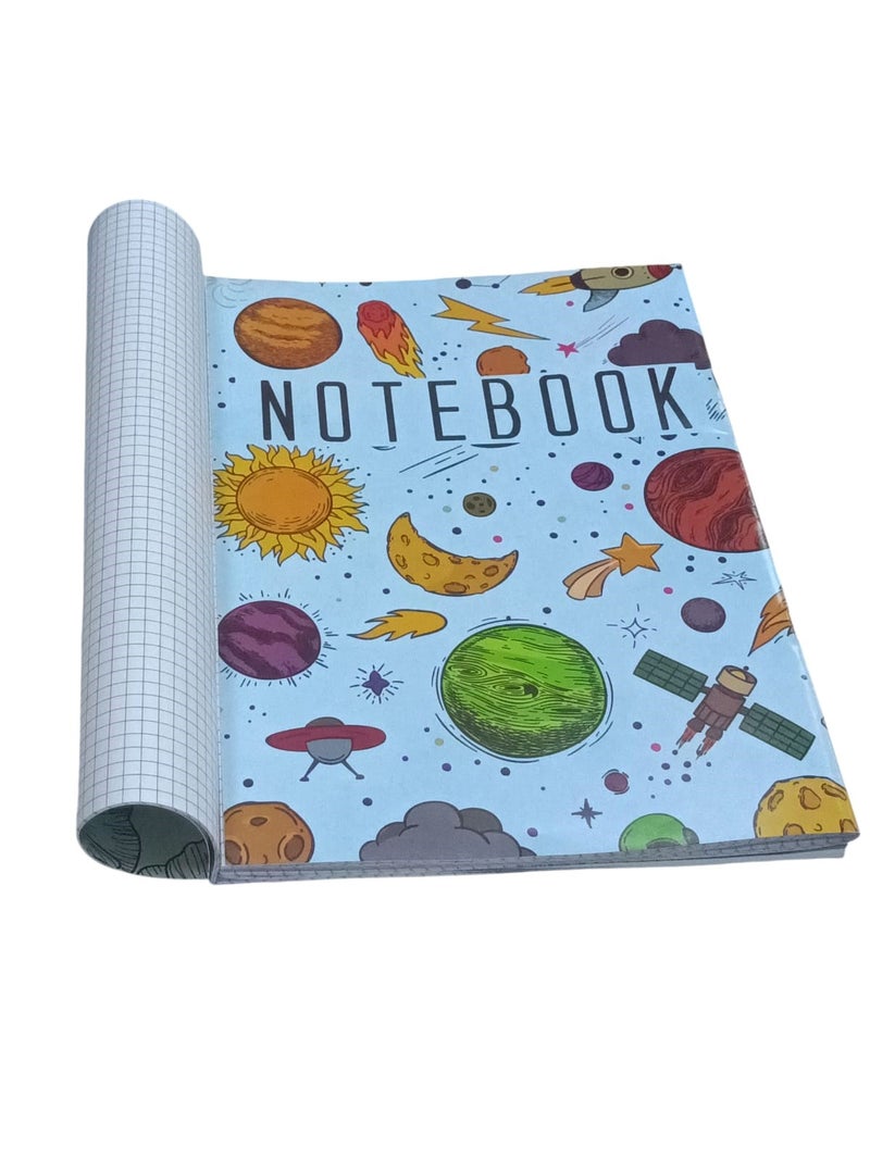 Extra Line University Notebook Stapled Half Centimeter 40 Sheets Planets Design Coated Cover A4