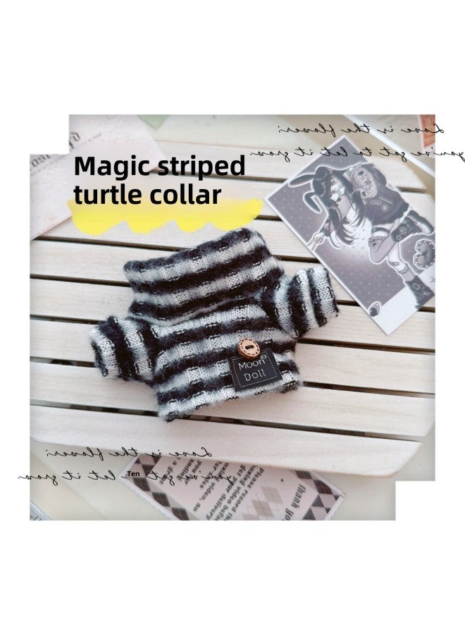 Spot Cotton Doll Clothes 10cm15cm20cm Black Cool Baby Clothes Black And Frost White Sweater Pullover-Specifications:10cm-Color:Magic Striped Turtleneck Shirt  - Image 1