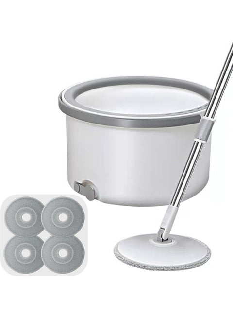 Qiccijoo Spin Mop and Bucket Set Mop and Bucket with Wringer Set for Floor Cleaning Microfiber Mop with 4 Washable and Reusable Pads Dry and Wet Floor Mop for Hardwood Dust Wall Mop