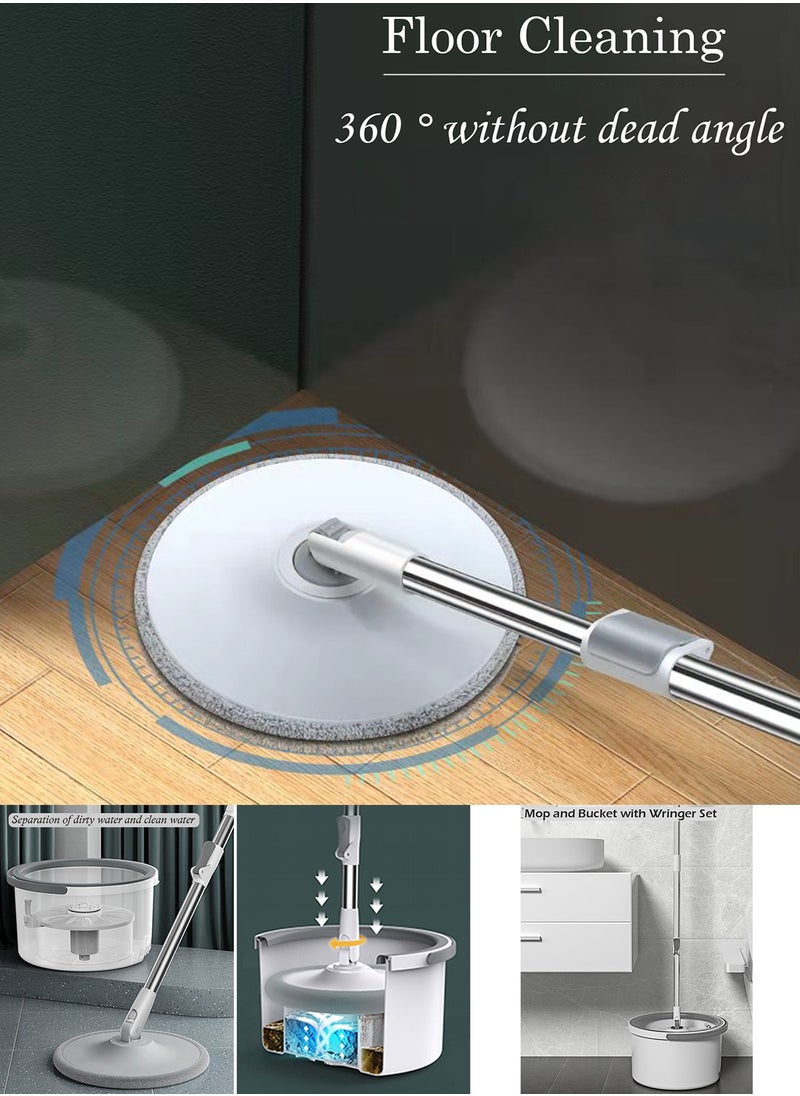 Qiccijoo - Qiccijoo Spin Mop and Bucket Set Mop and Bucket with Wringer Set for Floor Cleaning Microfiber Mop with 4 Washable and Reusable Pads Dry and Wet Floor Mop for Hardwood Dust Wall Mop - Image 1