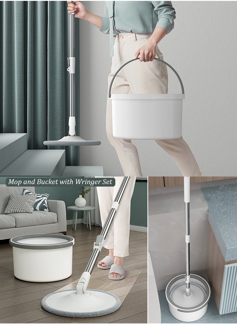 Qiccijoo - Qiccijoo Spin Mop and Bucket Set Mop and Bucket with Wringer Set for Floor Cleaning Microfiber Mop with 4 Washable and Reusable Pads Dry and Wet Floor Mop for Hardwood Dust Wall Mop - Image 1
