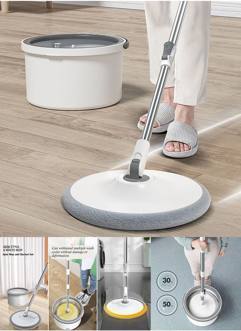 Qiccijoo - Qiccijoo Spin Mop and Bucket Set Mop and Bucket with Wringer Set for Floor Cleaning Microfiber Mop with 4 Washable and Reusable Pads Dry and Wet Floor Mop for Hardwood Dust Wall Mop - Image 1