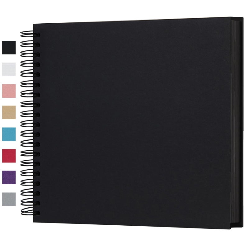 potricher 10 x 10 Inch DIY Scrapbook Photo Album 80 Pages Thick Kraft Blank Black Paper Memory Book for Wedding and Anniversary Family Black 10 Inch