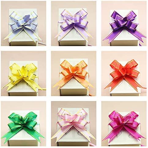 ProKart Colorful 18Mm Pull Bow Striped Ribbon String with 30Cm Long Handmade Pull Flower Ribbon for Wrapping and Decoration Gift for Wedding 30Pc (Assorted Color), Multicolor - Image 1