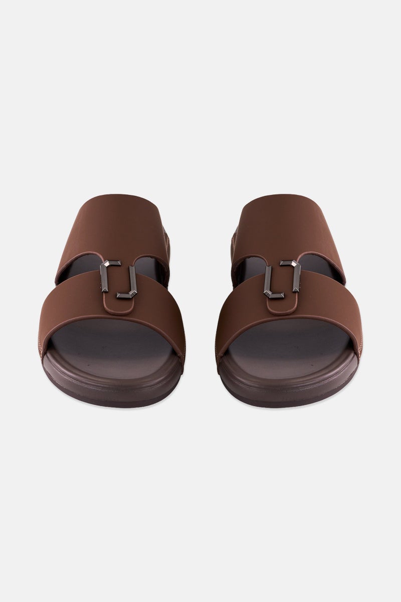 Algspar Men 2 Strap Slip On Arabic Sandals, Dark Brown - Image 2