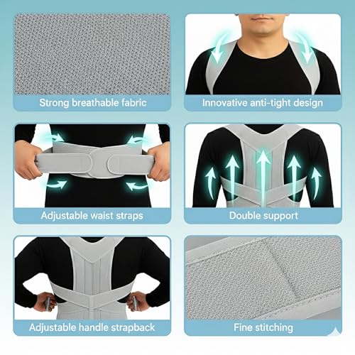 JoyFit Posture Corrector Belt for Men & Women | Back Support Belt for Pain Relief | Spine & Shoulder Straightener | Adjustable Back Straight Belt | Body Posture Correction Brace (XL) - Image 4