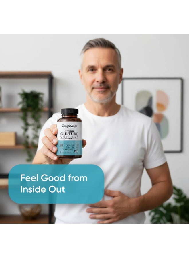 WeightWorld مجمع الثقافة الحيوية المحترفة 60 مليار وحدة تشكيلية غير معدلة وراثيًا نباتي خالي من الغلوتين إمداد لمدة شهرين مكمل غذائي 120 كبسولة - Image 3