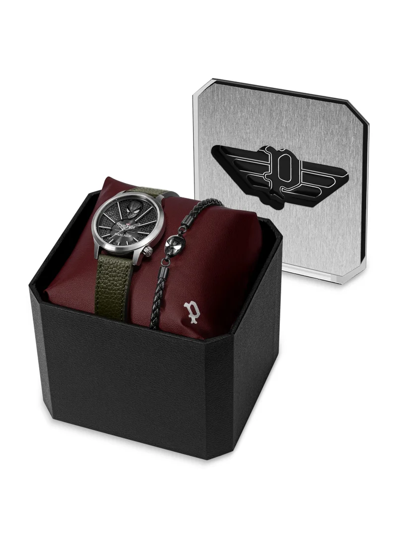 Police Watch and black bracelet Set