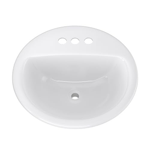PROFLO PF194R Rockaway 19 Circular Vitreous China Drop In Bathroom Sink with Overflow and 3 Faucet Holes at 4 Centers White