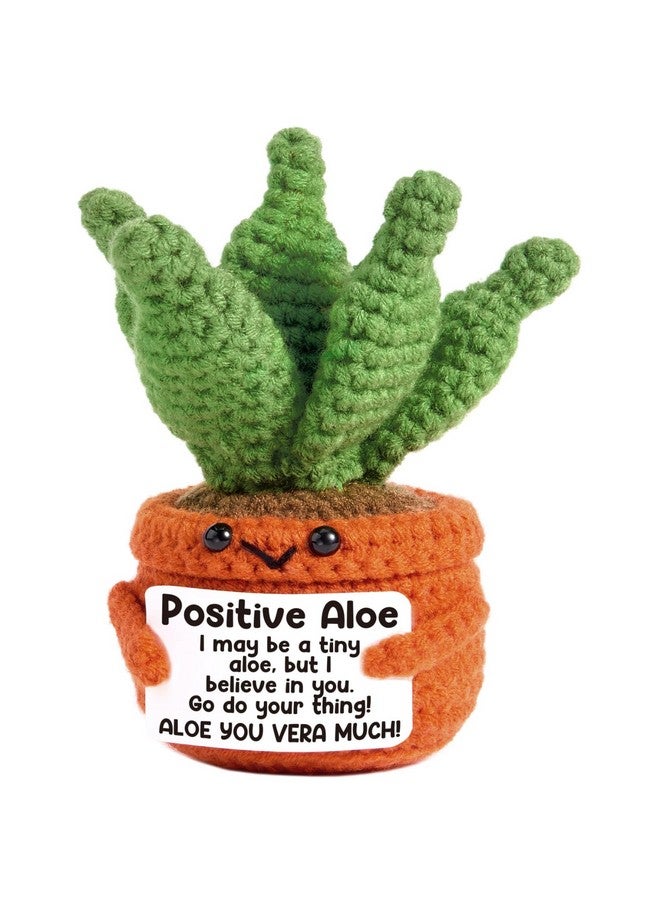 GiftMark Positive Crochet Aloe Vera Emotional Crochet Plant Graduation Teacher Mothers Day Birthday Gifts for Women Mom Inspirational Gift for Friend Coworkers Funny Nuggets Sunflower Succulent - Image 1
