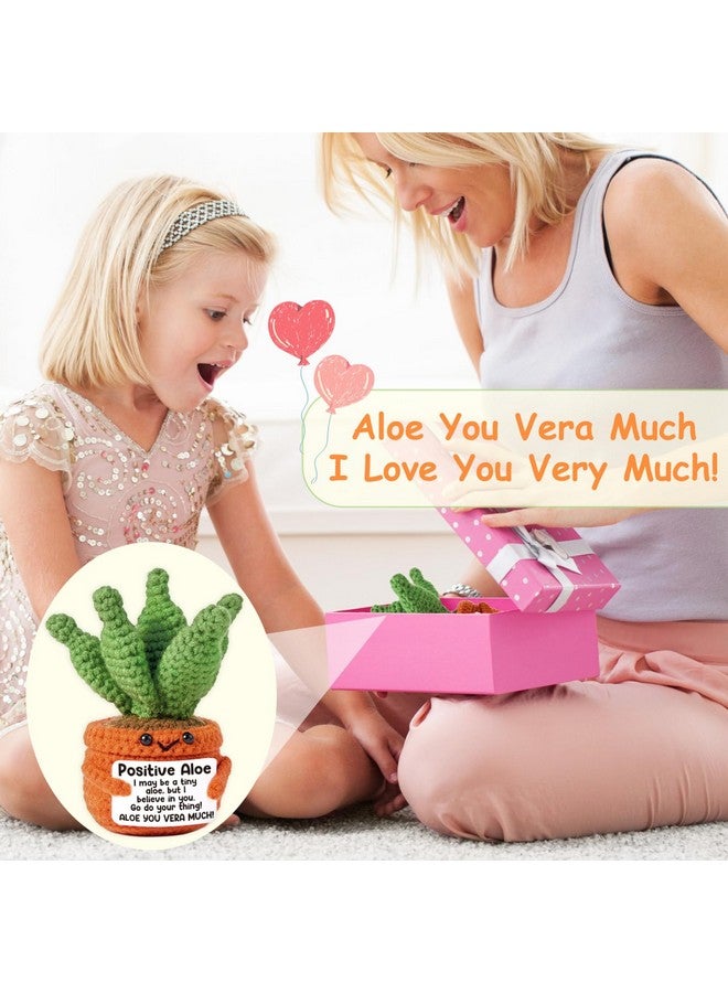 GiftMark Positive Crochet Aloe Vera Emotional Crochet Plant Graduation Teacher Mothers Day Birthday Gifts for Women Mom Inspirational Gift for Friend Coworkers Funny Nuggets Sunflower Succulent - Image 4