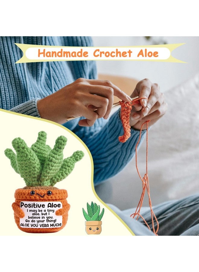 GiftMark Positive Crochet Aloe Vera Emotional Crochet Plant Graduation Teacher Mothers Day Birthday Gifts for Women Mom Inspirational Gift for Friend Coworkers Funny Nuggets Sunflower Succulent - Image 5