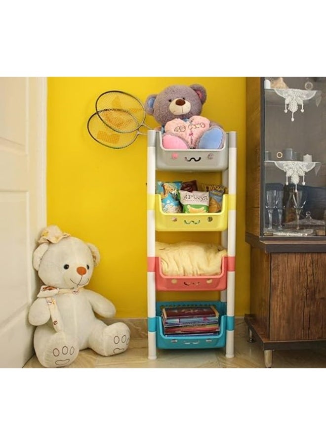 Multi-layer plastic storage organizer – 4 tiers – practical design for organizing books, toys, and household items – durable and easy to use - Image 3