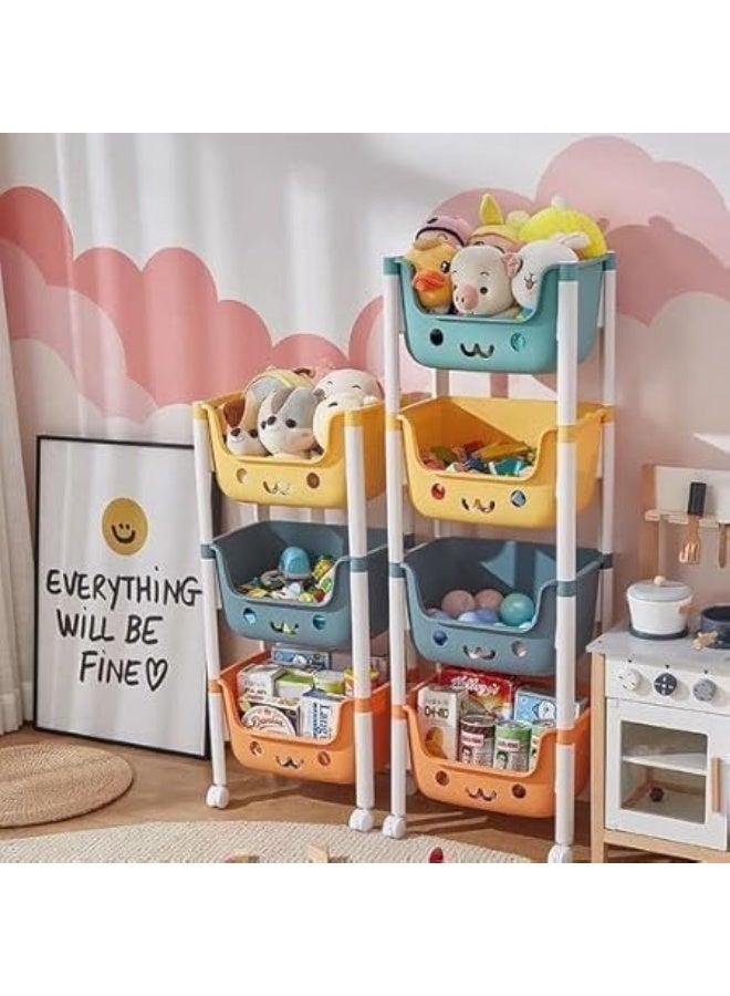 Multi-layer plastic storage organizer – 4 tiers – practical design for organizing books, toys, and household items – durable and easy to use - Image 2