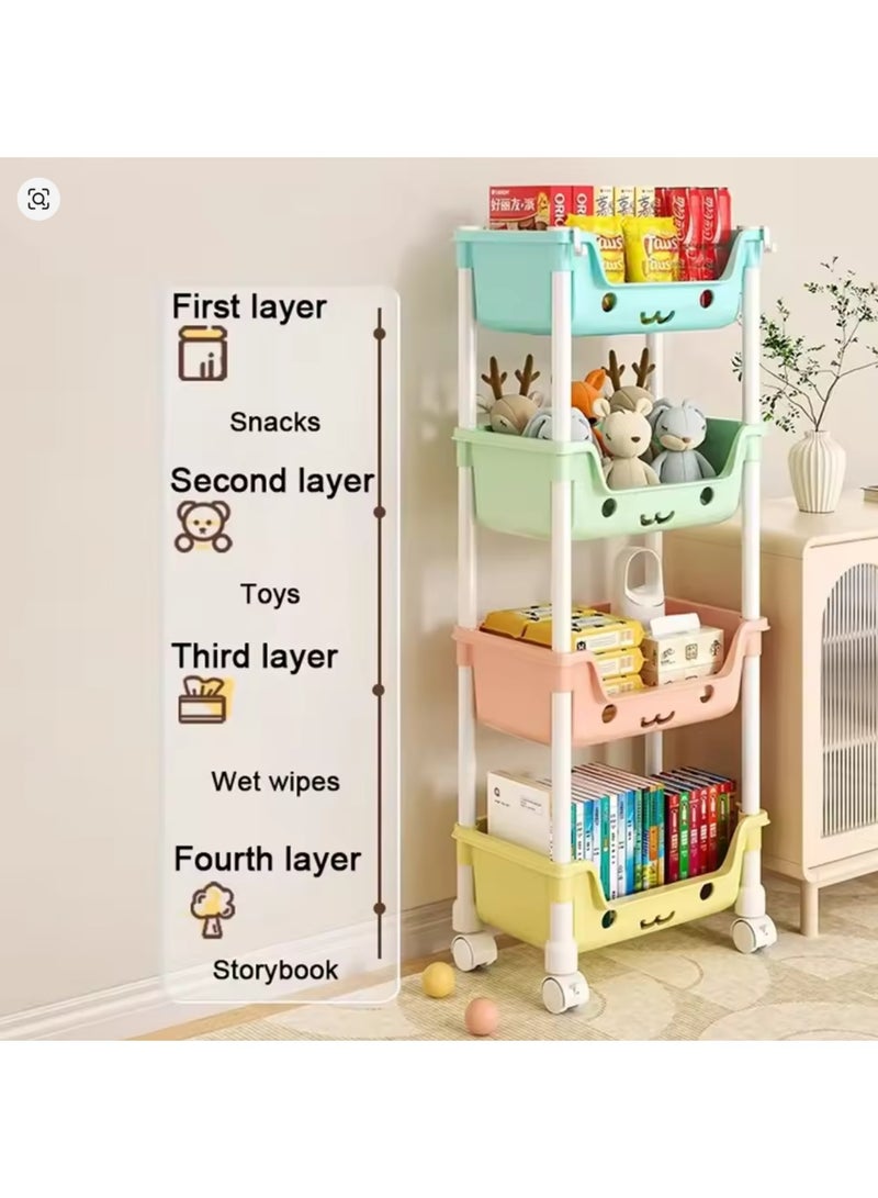 منظم تخزين بلاستيك متعدد الطبقات – 4 دور – تصميم عملي لتنظيم الكتب والألعاب والأدوات المنزلية – خامة متينة وسهلة الاستخدام - Image 5