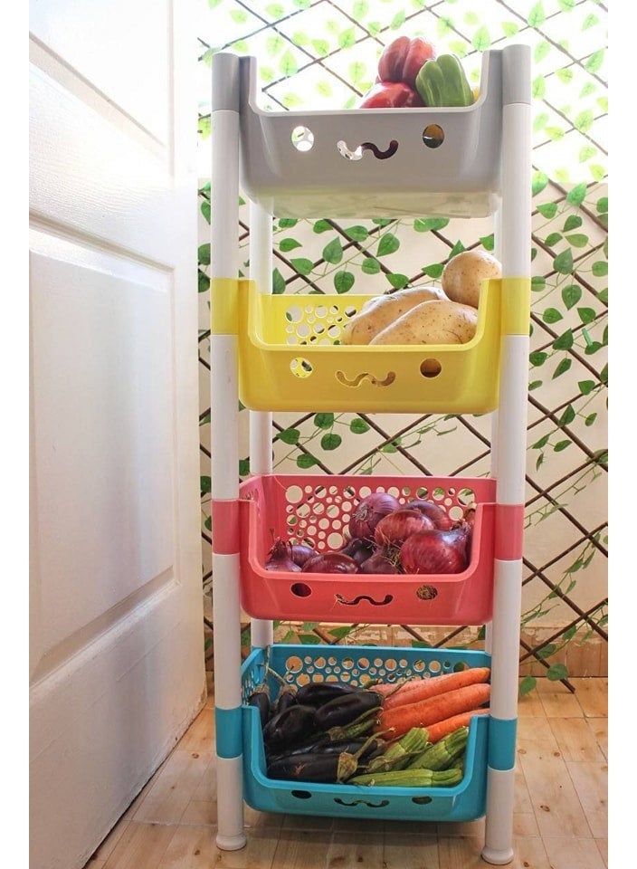 منظم تخزين بلاستيك متعدد الطبقات – 4 دور – تصميم عملي لتنظيم الكتب والألعاب والأدوات المنزلية – خامة متينة وسهلة الاستخدام - Image 2