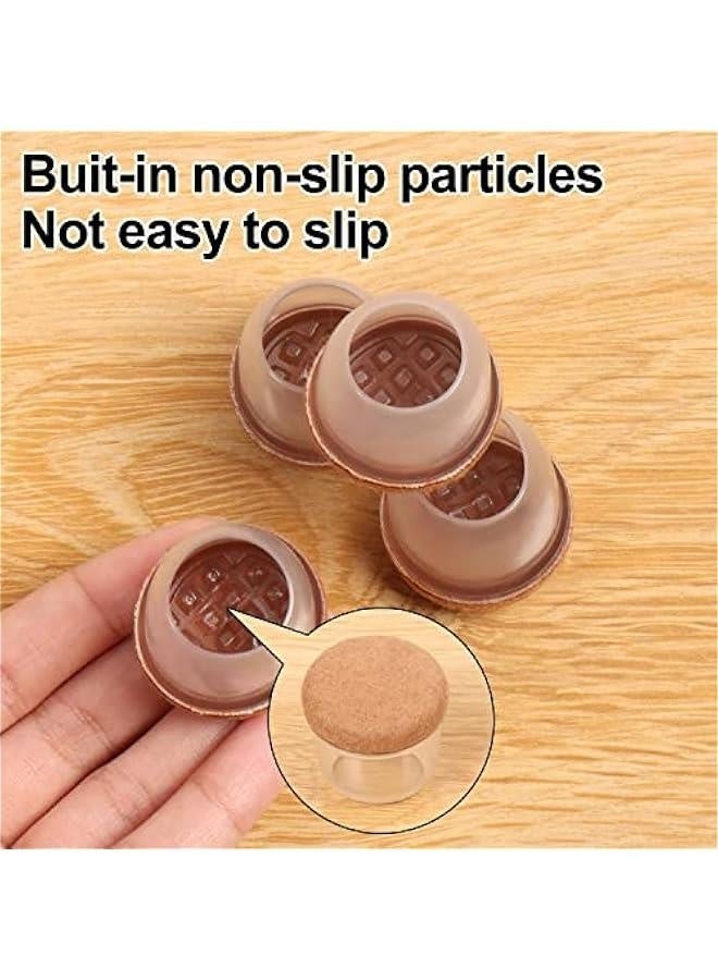 24PCS Clear Chair Leg Floor Protectors for Hardwood Floors, Floor Protectors for Chairs, Felt Furniture Pads, Chair Leg Caps Covers, Chair Leg Socks Bar Stool Leg Floor Protectors (Fit: 0.8 - 1.1) - Image 3