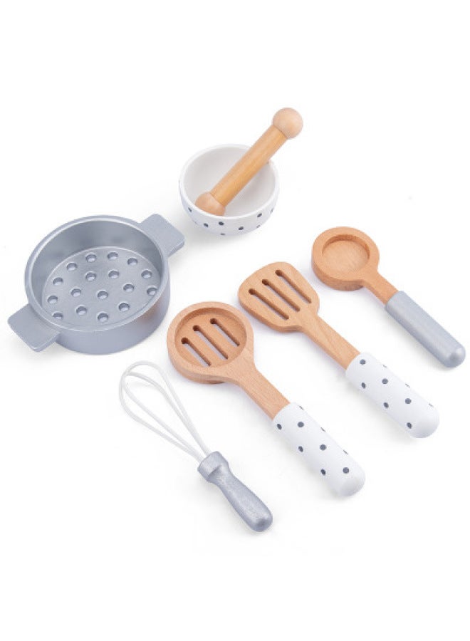 Products Wooden Children's Play-house Simulation Kitchen Toy Set Cooking Rice Cooking Kindergarten Interactive Toys-Specifications:Small Kitchen Utensils - Image 1