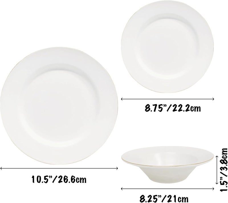 COLLECTIVE HOME Luxurious GoldEdged Ceramic Dinnerware Set with Embossed Lettering Including Soup Bowl Shallow Plate and Large Plate  Perfect for Weddings Anniversaries and Elegant Dining T - Image 2