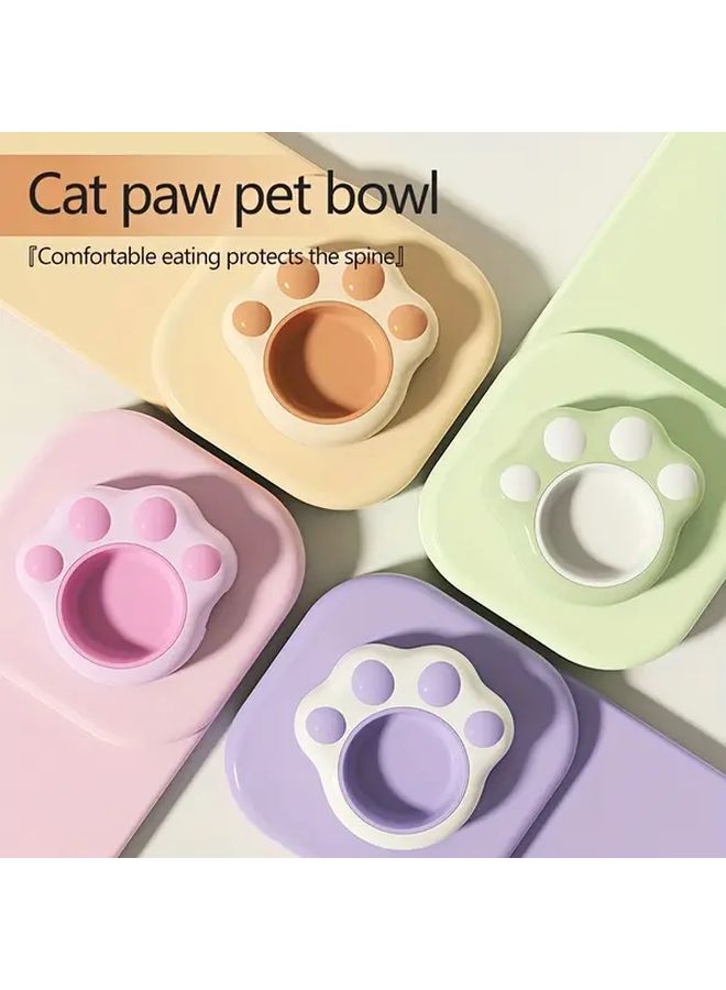 Purple Paw Design Cat Bowl With Non Slip Base And Lid Like Top Heavy Duty PP Plastic Pet Food And Water Dish Durable Easy Clean Ergonomic Elevated Feeding Station For Wet Dry Food And Water Modern Safe For Indoor Cats - Image 4