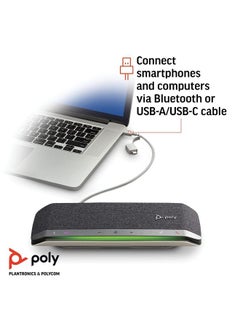 plantronics مكبر صوت ذكي Poly - Sync 40 (Plantronics) - مساحات عمل مرنة - الاتصال بجهاز الكمبيوتر الشخصي/جهاز Mac عبر كابل USB-A/USB-C المدمج والهواتف الذكية عبر البلوتوث - يعمل مع Teams (معتمد) وZoom والمزيد  - Image 2