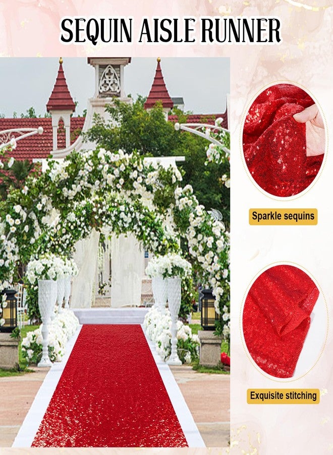 PartyDelight Red Carpet Runner for Party Wedding Aisle 2FTx15FT Sequin Carpet Sparkly Rug for Ceremony Indoor Outdoor Engagement Decoration - Image 4