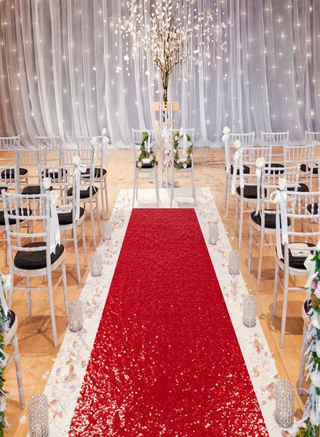 PartyDelight Red Carpet Runner for Party Wedding Aisle 2FTx15FT Sequin Carpet Sparkly Rug for Ceremony Indoor Outdoor Engagement Decoration - Image 3